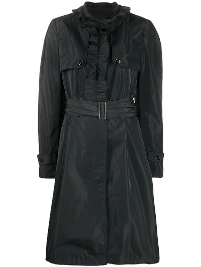 Dolce & Gabbana Ruffled Trench Coat In Black