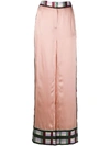 PORTS 1961 WIDE LEG CHECK PRINT SILK TROUSERS