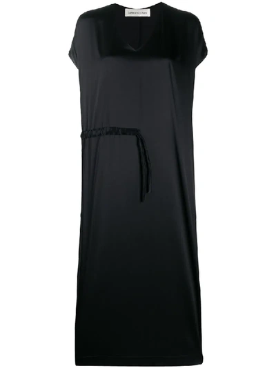 Lamberto Losani V-neck Drawstring Waist Dress In Black