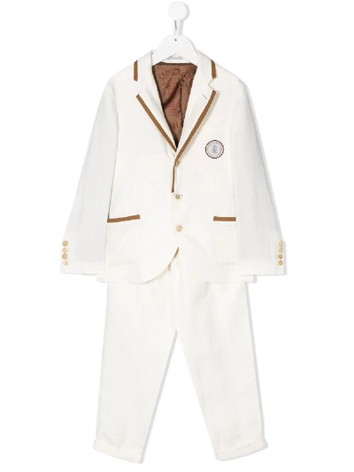 Brunello Cucinelli Kids' Single-breasted Tailored Blazer In White