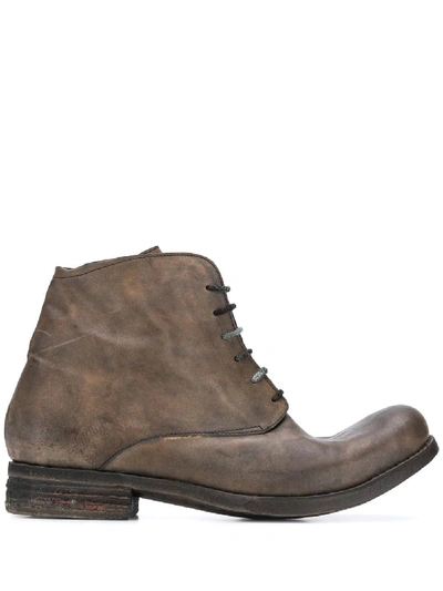 A Diciannoveventitre Stonewashed-effect Ankle Boots In Brown