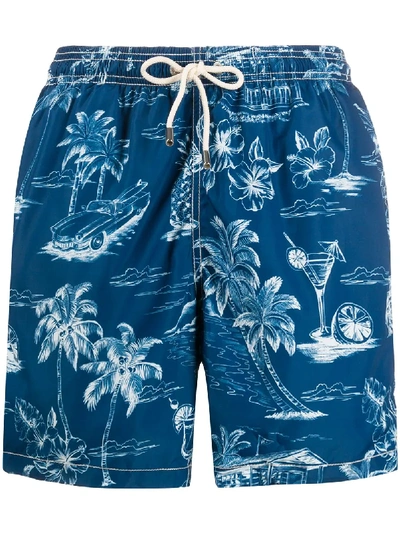 Mc2 Saint Barth Beach Car Scene Swim Shorts In Blue