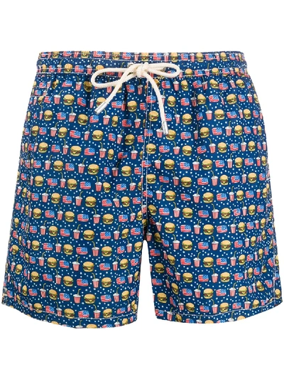 Mc2 Saint Barth Badeshorts Mit Hamburger-print In Blue