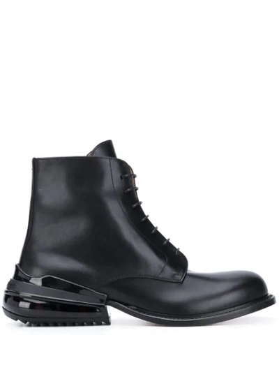 Maison Margiela Airbag Heel Leather Lace-up Ankle Boots In Black