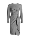 MAX MARA DRAPED LONG SLEEVE SHEATH DRESS,0400012662878