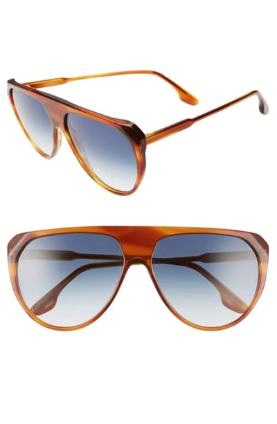 Victoria Beckham 62mm Oversize Flat Top Aviator Sunglasses In Rust Brown