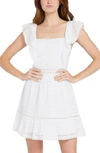 ALICE AND OLIVIA REMADA FLUTTER SLEEVE EYELET FIT & FLARE DRESS,CC004D47524