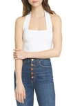 ALICE AND OLIVIA SYLVIA SQUARE NECK CROP HALTER TOP,CC004513710