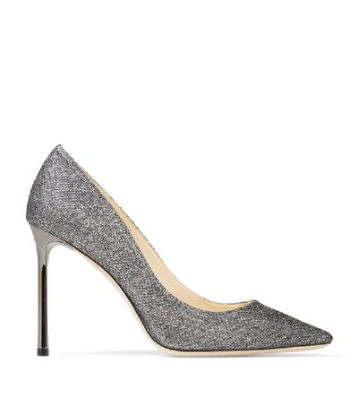 Jimmy Choo Silver Leather Romy Pumps In Grey