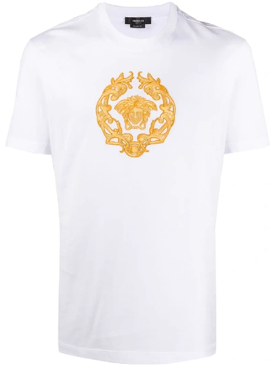 Versace Medusa Crest Embroidered T-shirt In White