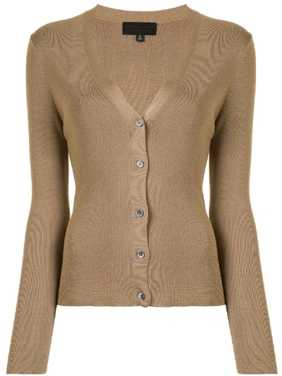 Nili Lotan V-neck Knitted Cardigan In Brown