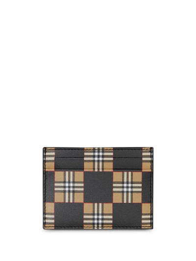 Burberry Sandon Chequer Print Leather Card Case In Neutrals