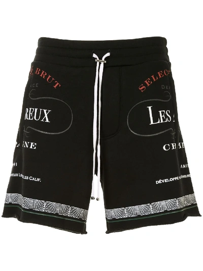 Amiri Champagne Print Jogging Shorts In Black