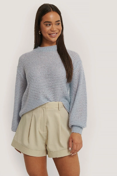 Na-kd Knitted Balloon Sleeve Sweater Blue