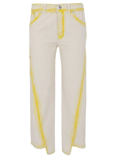 Lanvin Contrasting Seams Cropped Jeans In Sun