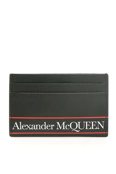 Alexander Mcqueen Graffiti Logo Credit Card Holder In Black,red,white
