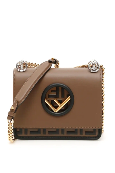 Fendi Small Kan I F Bag In Brown,black