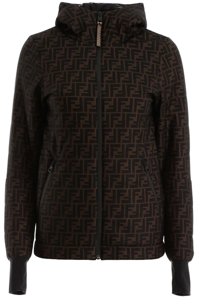 Fendi Rama Puffer Jacket In Black,brown