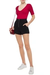 ENZA COSTA ZIP-DETAILED COTTON AND CASHMERE-BLEND JERSEY SHORTS,3074457345622772981