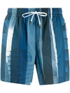 ERMENEGILDO ZEGNA GRAPHIC STRIPED PRINT SWIM SHORTS