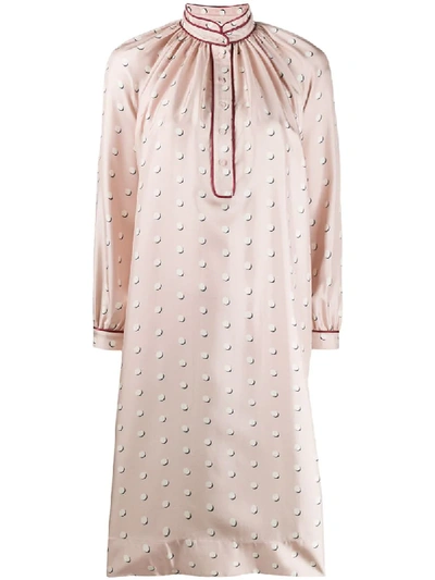 Ports 1961 Polka Dot Silk Shirt Dress In Pink