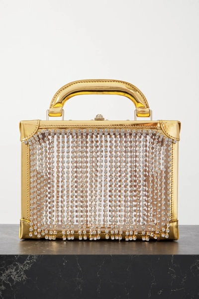 Area Ling Ling Crystal-embellished Metallic Leather And Pvc Tote In Gold