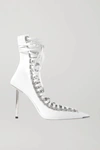 BALENCIAGA CORSET LACE-UP LEATHER ANKLE BOOTS