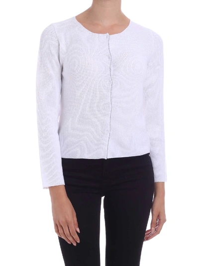 Kangra Cashmere Crop Knit Cardigan In White