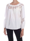 BLUMARINE LACE OFF SHOULDER BLOUSE IN WHITE