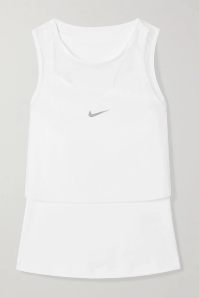 Nike Court Layered Dri-fit And Mesh Tank In White,black