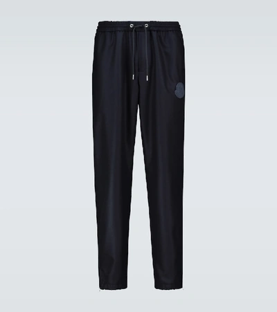Moncler Wool Sweatpants With Ankle Zipper In Blue