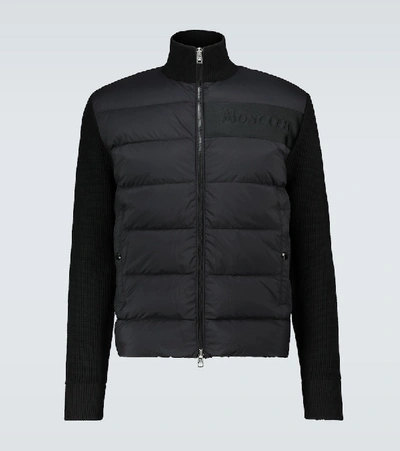 Moncler Padded Hybrid Cardigan Jacket In Black