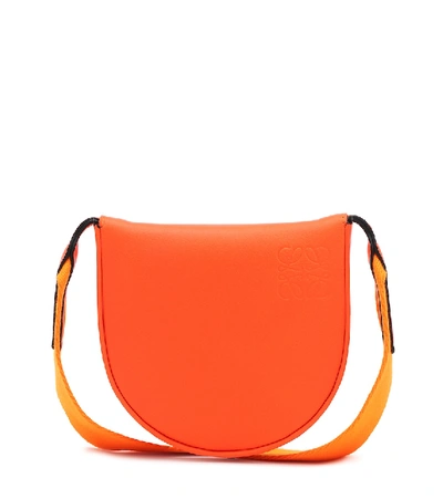 Loewe Heel Pouch Small Leather Crossbody Bag In Orange