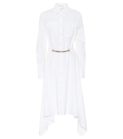 Jw Anderson Asymmetric Chain-embellished Cotton-poplin Shirt Dress In White