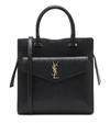 SAINT LAURENT UPTOWN SMALL LEATHER TOTE,P00484781