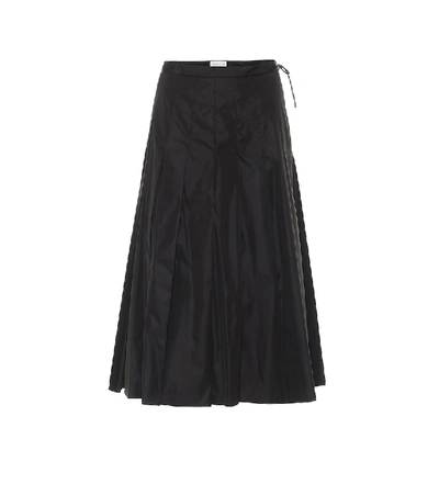 Moncler Pleated Midi Skirt In Black Featuring Drawstring