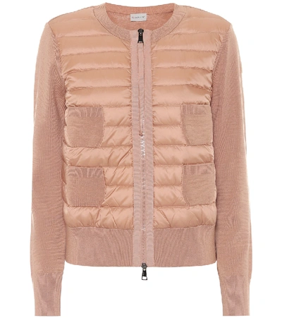 Moncler Virgin Wool Jacket With Feather-down Padding In Pink