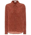 Saint Laurent Polka-dot Silk-satin Blouse In Red