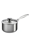 Le Creuset 3-quart Stainless Steel Saucepan With Lid In Stanless Steel