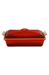 Le Creuset 4 Quart Covered Rectangular Stoneware Casserole In Cherry