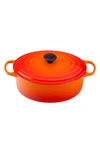 Le Creuset Signature 6 3/4 Quart Oval Enamel Cast Iron French/dutch Oven In Flame