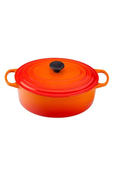 Le Creuset Signature 6 3/4 Quart Oval Enamel Cast Iron French/dutch Oven In Flame