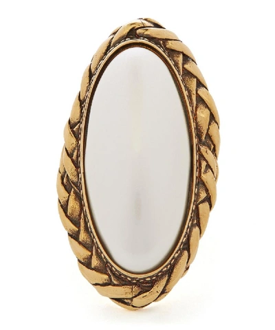 Alexander Mcqueen Gold-tone Brass Faux Pearl Ring