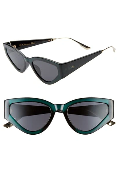 Dior Catstyle1 53mm Cat Eye Sunglasses In Green/ Grey Ar
