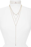 TOPSHOP GLITTER STONE MULTIROW COMBINATION NECKLACE,FR17NW01921WH1GO