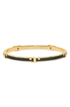 Tory Burch Women's Slim Goldtone & Enamel Logo Bangle Bracelet In Black