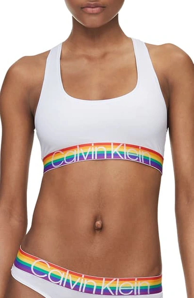 Calvin Klein Modern Cotton Pride Unlined Bralet In White