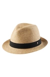 Helen Kaminski Avara Raffia Straw Fedora Hat In Natural/ Midnight