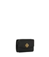 Tory Burch Kira Mixed-materials Tri-fold Mini Wallet In Black