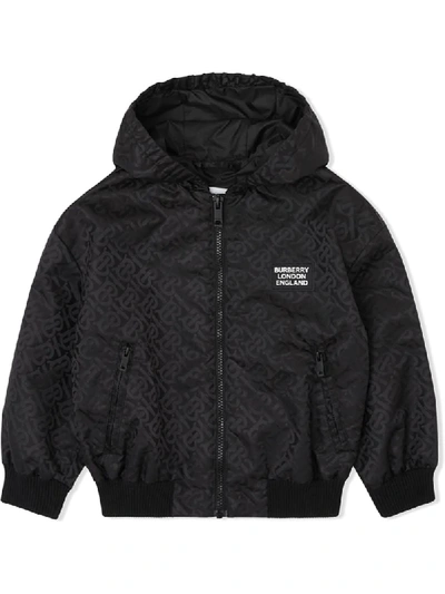 Burberry Kids' 经典logo图案连帽夹克 In Black